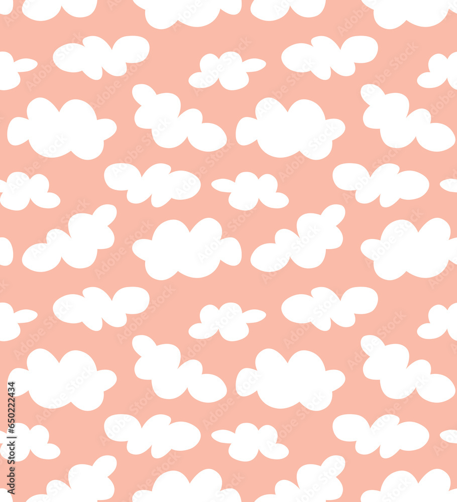 Seamless cloud pattern, cartoon design. 