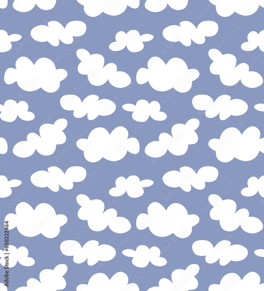 Seamless cloud pattern, cartoon design. 
