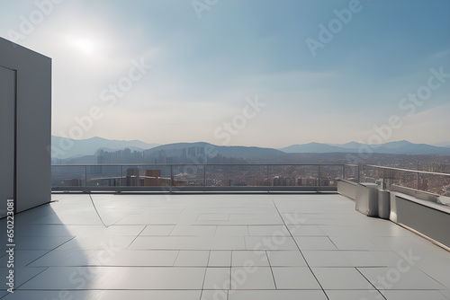 floor roof space with city scape and mountains