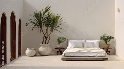 Mediterranean bedroom with house plants
