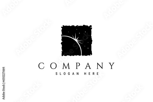 Eclipse illustration logo design in box frame