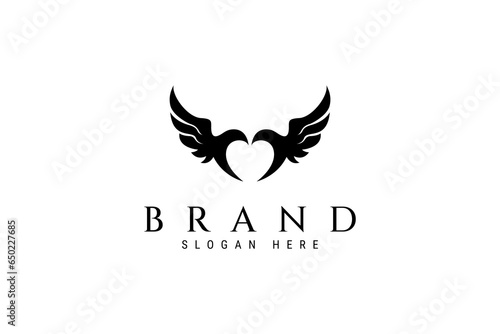 Heart with wings. Love symbol. logo design vector template
