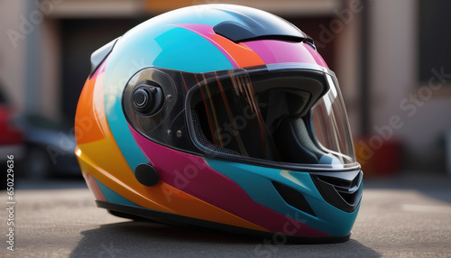 Beau casque de moto coloré
