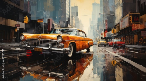 Foto Vintage yellow taxi in New York