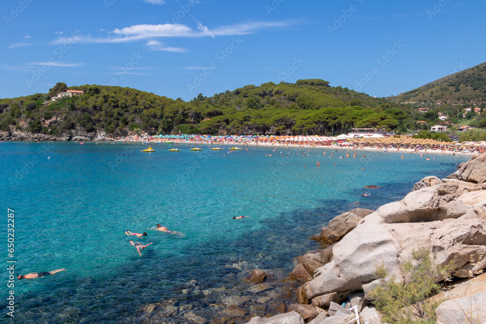 view of the beautiful Fetovaia beach on Elba island
