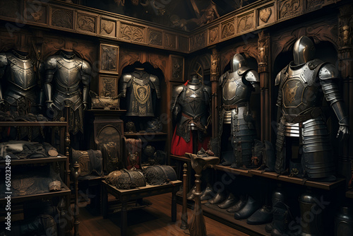 Medieval style Armory room interior photo
