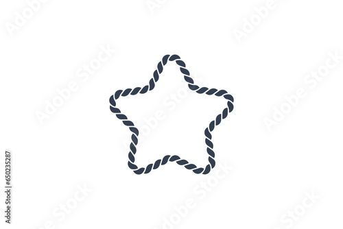 Star Icon with Rope Style isolated on White Background. Flat Vector Icon Design Template Element for Decoration.