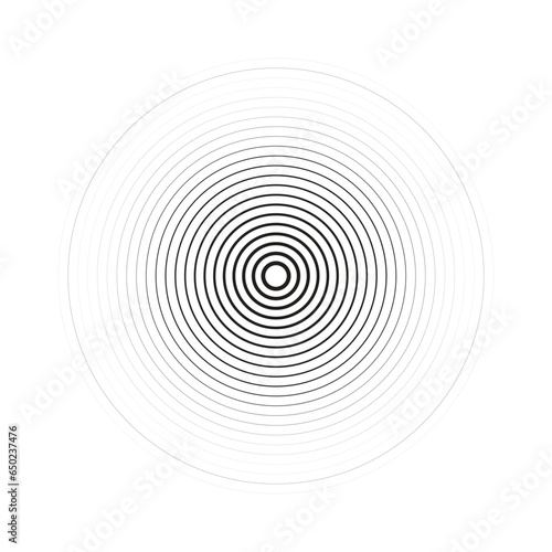 black line concentric ripple circles set. Sonar or sound wave rings collection. Epicentre, target, radar icon concept. Radial signal or vibration elements. Vector 10 eps.