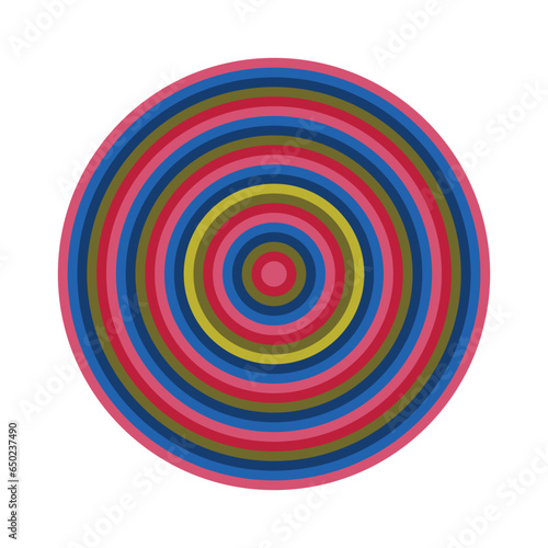 Groovy abstract background with colored circles. 60-70s style retro pattern with colorful stripes. Trendy circle cartoon backdrop. Vintage hippie stripe print vector illustration