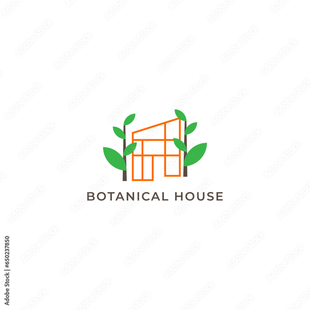 ILLUSTRATION BOTANICAL HOUSE, LEAF NATURE. ECO ELEMENT LOGO ICON GRADIENT COLOR DESIGN VECTOR FOR YOUR BRAND, BUSINESS ILLUSTRATION BOTANICAL HOUSE, LEAF NATURE. ECO ELEMENT LOGO ICON GRADIENT COLOR DESIGN VECTOR FOR YOUR BRAND, BUSINESS