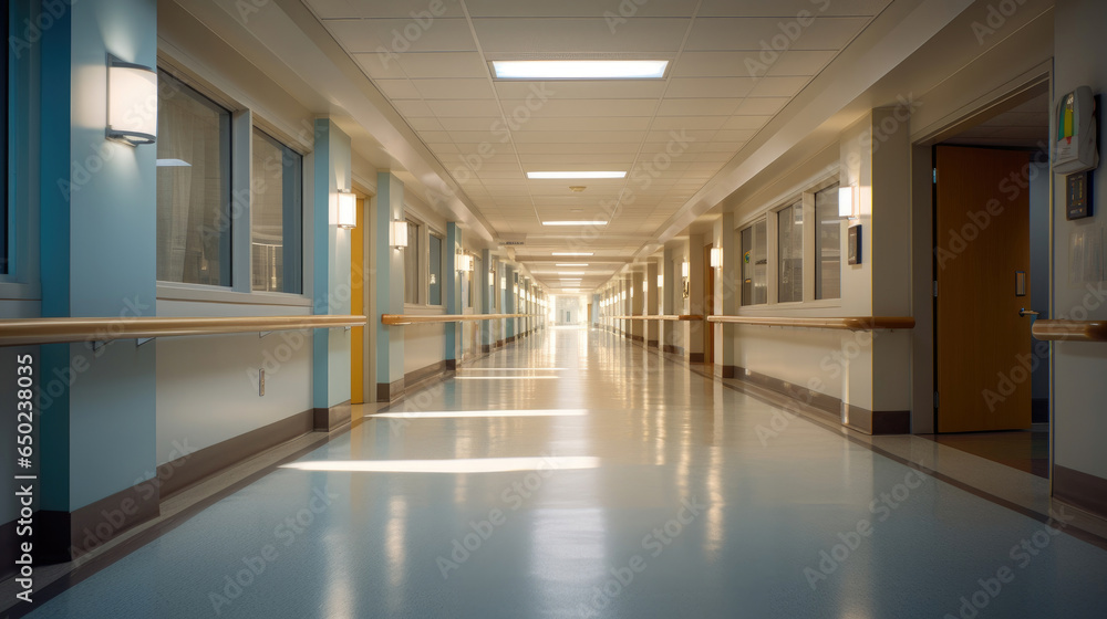 An empty modern hospital corridor An empty modern hospital corridor