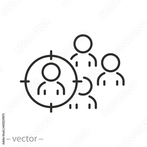 target on person icon, business targeting, thin line symbol - editable stroke vector illustration