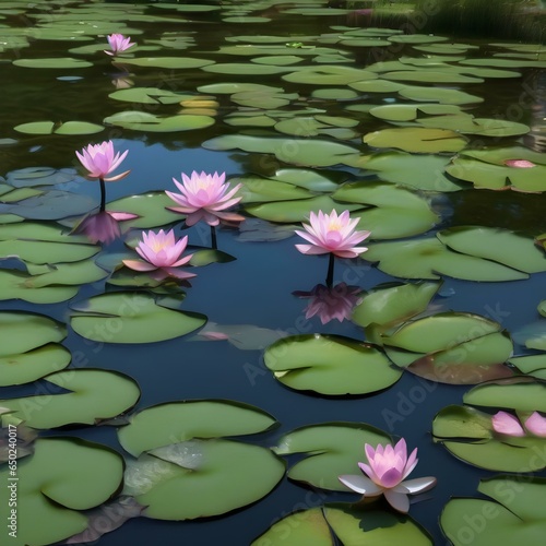 A pond filled with water lilies that open and close in response to the phases of the moon1