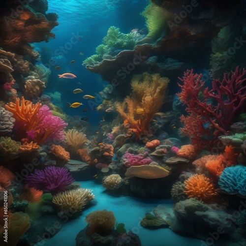 A lush underwater garden filled with vibrant, bioluminescent coral and exotic sea creatures4 © Ai.Art.Creations