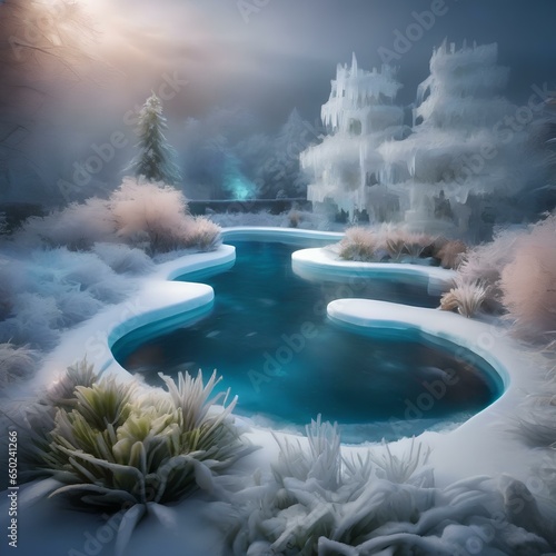 A garden where the plants are made of ice, creating a surreal, frozen wonderland4