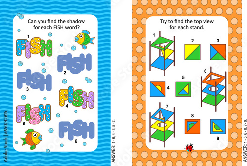 Two puzzle pages for ebooks, books, blogs, magazines, schoolboards, other media, or just for family fun. Complexity level vary. Answers included.
