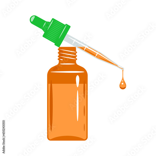 The medicine is in a bottle with a pipette. Vector illustration on a white background.