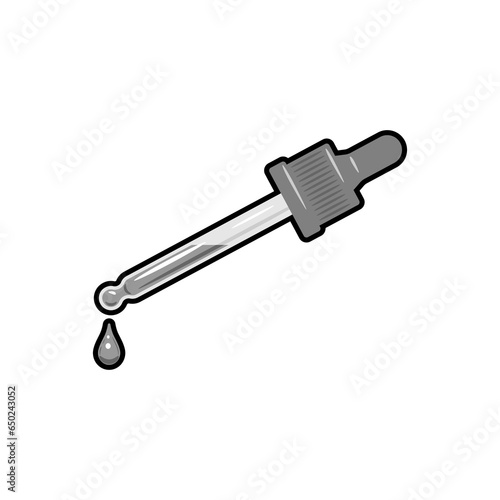 Pipette on a white background. Black and white vector illustration.