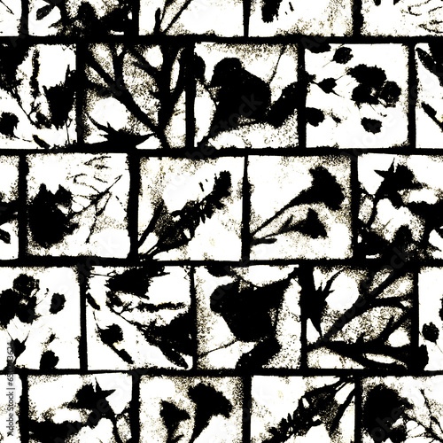 Abstract floral seamless pattern. An imprint of wildflowers.