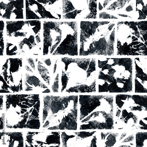 Abstract floral seamless pattern. An imprint of wildflowers.