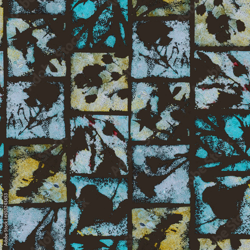 Abstract floral seamless pattern. An imprint of wildflowers.