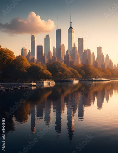 sunset at new york city high quality image photo