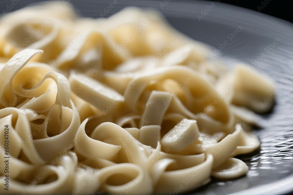 Fettuccine alfredo with parmesan cheese isolated on a black background Fettuccine alfredo with parmesan cheese isolated on a black background