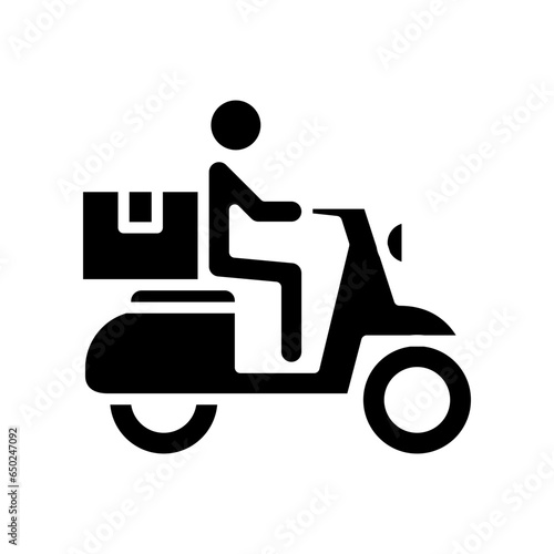 Delivery bike glyph icon. Courier Service man. shipping fast delivery man riding motorcycle. Track and trace processing. Fast delivery scooter Vector illustration design