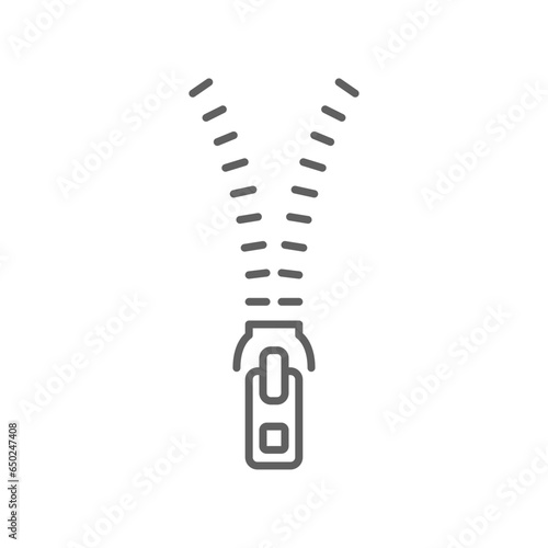 Zipper tool line icon. open zip lock tailor collection. Textile and fabric zippers fastener, sewing tools for clothes and bags. Editable stroke vector illustration design