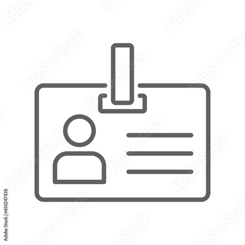 Business blank id with holder line icon. Identity cards with clasp badge logo. access card Lanyard with badge. cardholder people. Editable stroke vector illustration design