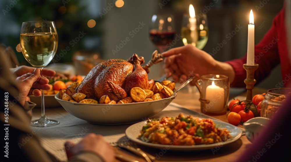 Family Celebrating Thanksgiving Holiday