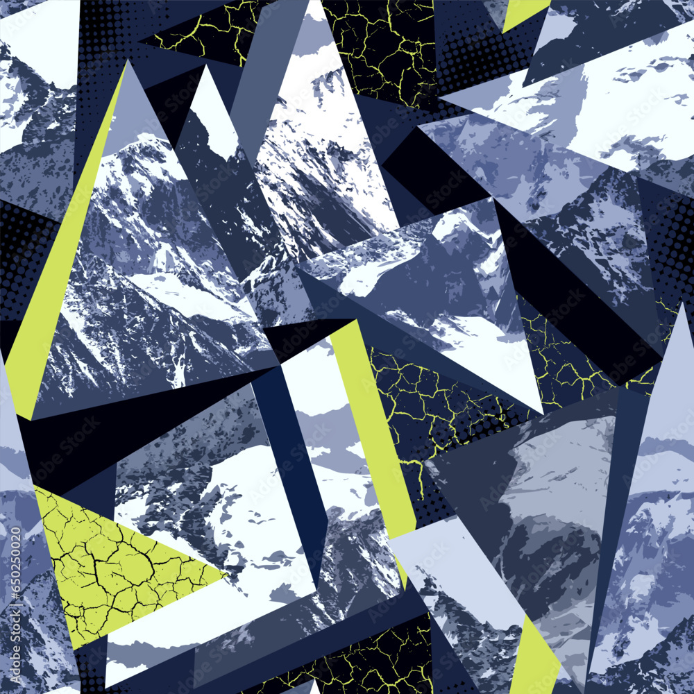 Urban mountains camouflage vector seamless pattern. Sport modern creative wallpaper for guys.