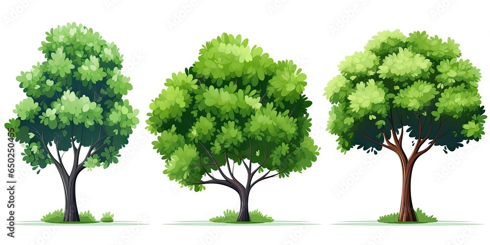 Obraz premium Tree on white background isolated. Nature illustration. Eco friendly artistry. Green landscape design. Whimsical woodlands. Summer embrace. Graphic garden