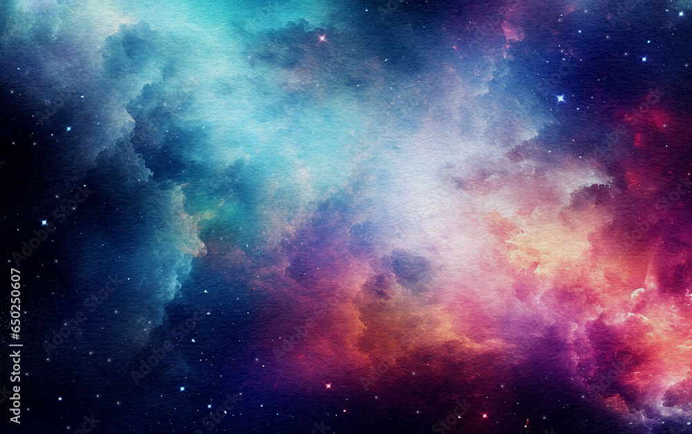 Colorful galaxy painting with stars and clouds