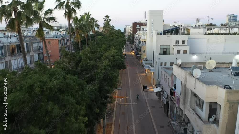Aerial video of the light rail on Jerusalem Boulevard, Tel Aviv Aerial video of the light rail on Jerusalem Boulevard, Tel Aviv