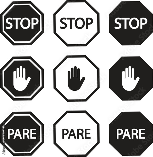 Road sign symbols in black colour vector art