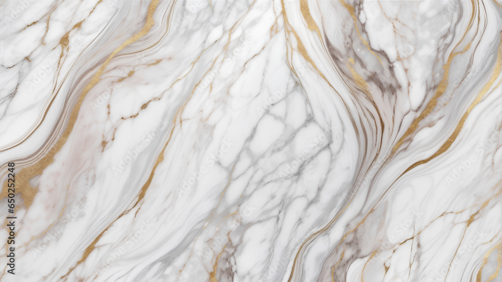 Obraz premium white marble texture with gold streaks that create a fluid and organic pattern.