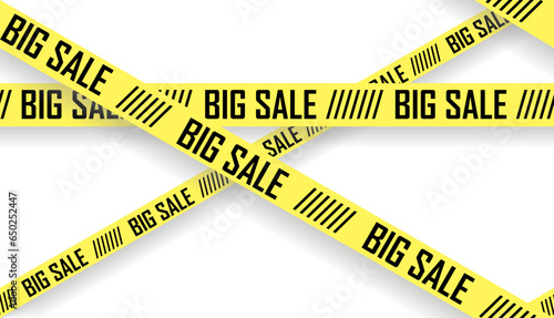 Yellow tapes seamless pattern. Big sale. Vector illustration.