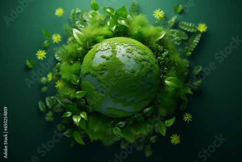 Picture of a green planet earth day nature environment climate change awareness generative AI © Tetiana