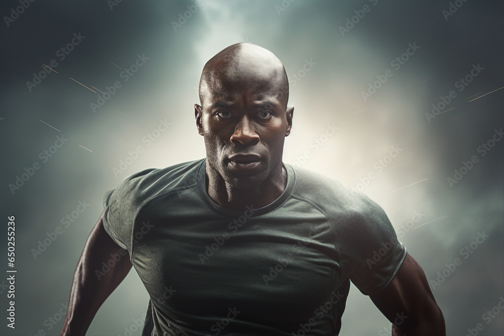 Happy healthy person during running jogging in the morning generative ai picture