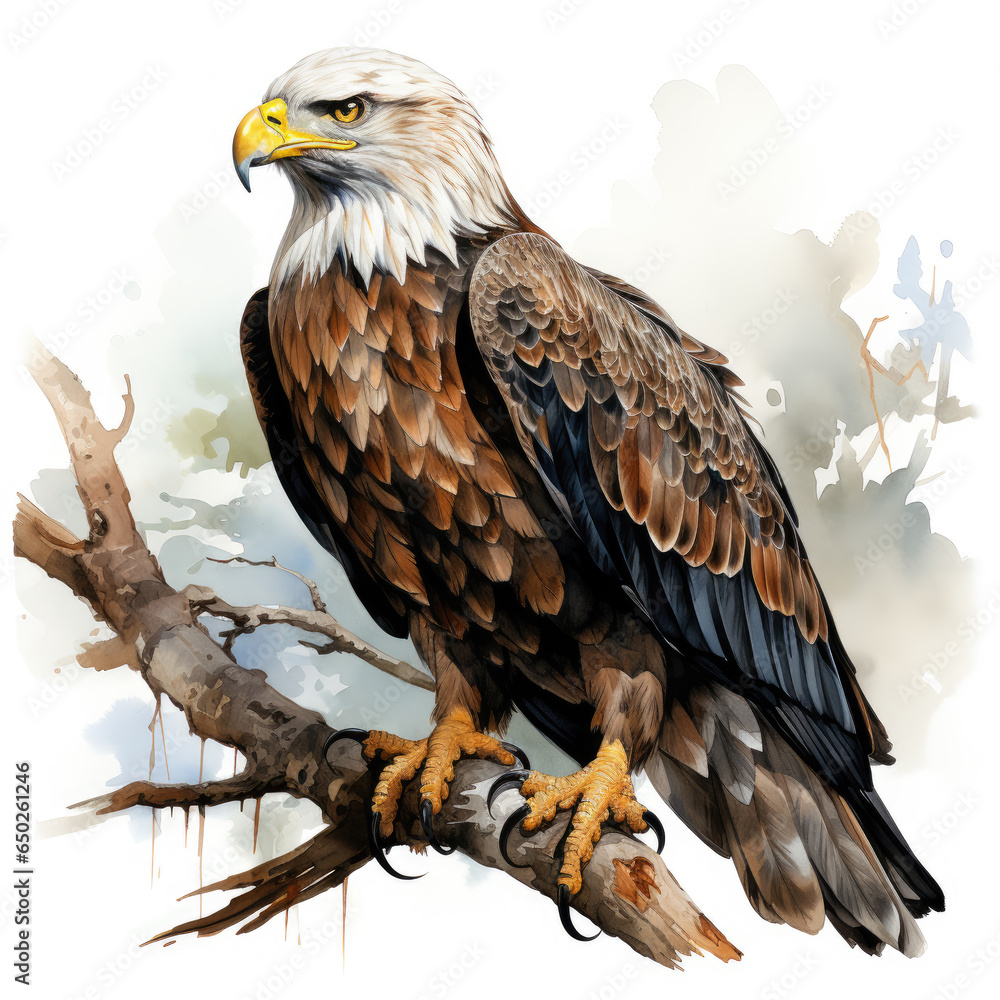 Fototapeta premium watercolor Bald Eagle clipart, Generative Ai