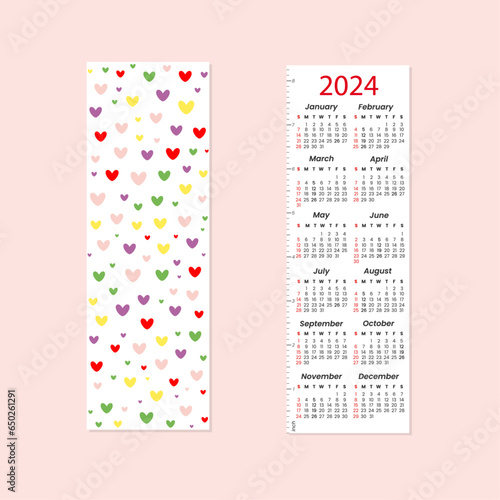 cute bookmark with calendar for 2024