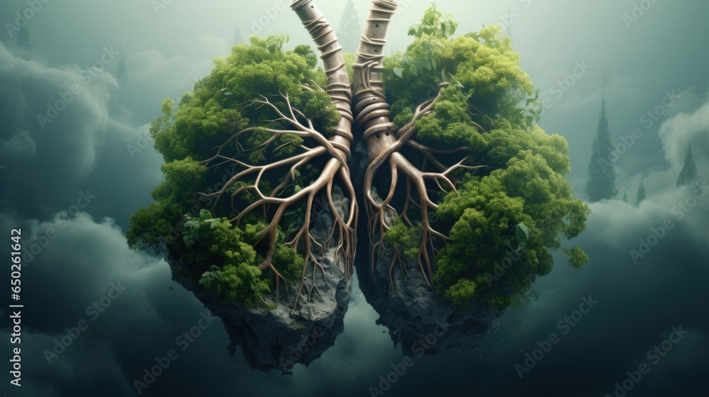 The lungs of the planet, concept for saving the earth and the environment. - obrazy, fototapety, plakaty 