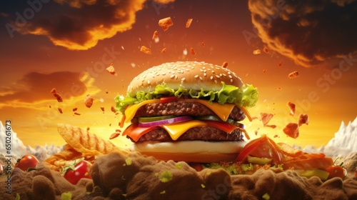 Hamburger background for product display.