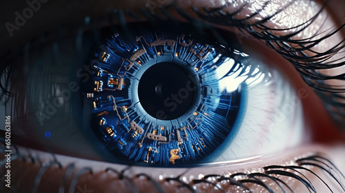 Close-up shot of futuristic eye technology