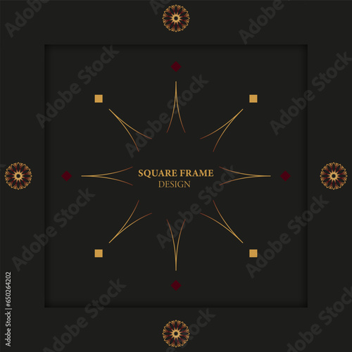 Square frame. Template for your design with ornamental elements. Decor for packing, banner, flyer and print design. Workpiece for your design.