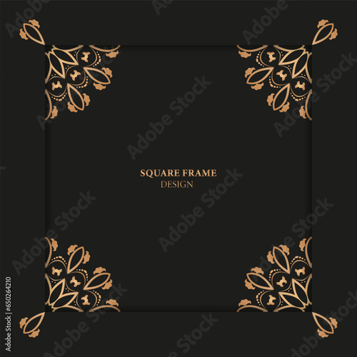 Square frame. Template for your design with ornamental elements. Decor for packing, banner, flyer and print design. Workpiece for your design.