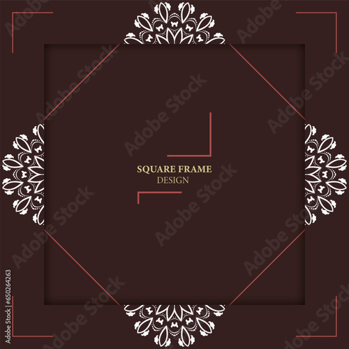 Square frame. Template for your design with ornamental elements. Decor for packing, banner, flyer and print design. Workpiece for your design.