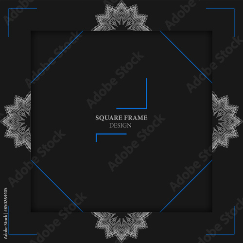 Square frame. Template for your design with ornamental elements. Decor for packing, banner, flyer and print design. Workpiece for your design.