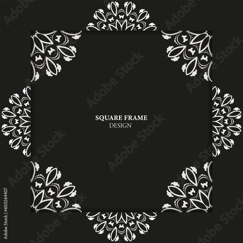 Square frame. Template for your design with ornamental elements. Decor for packing, banner, flyer and print design. Workpiece for your design.